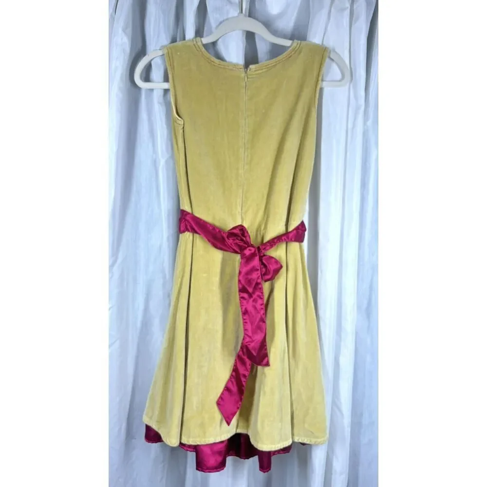 BOUTIQUE MELI MELI Girls‎ 10 Citrine Floral DRESS Velvet 3D Layered Hem Cottage